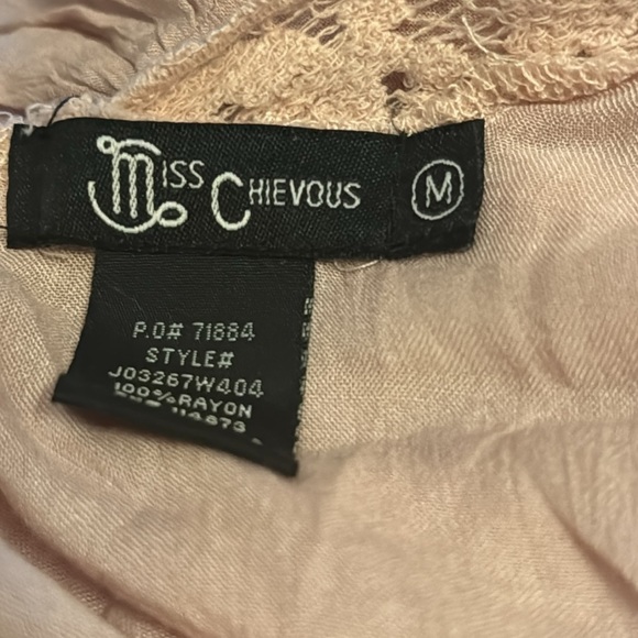 Miss Chievous blush crochet trim tassel ties cover up top Sz M - Picture 6 of 6
